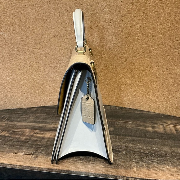 Coach Parker 32 Cream and Tan Croc-Embossed Satchel - Ginny & Georgia Bag - Picture 4 of 10